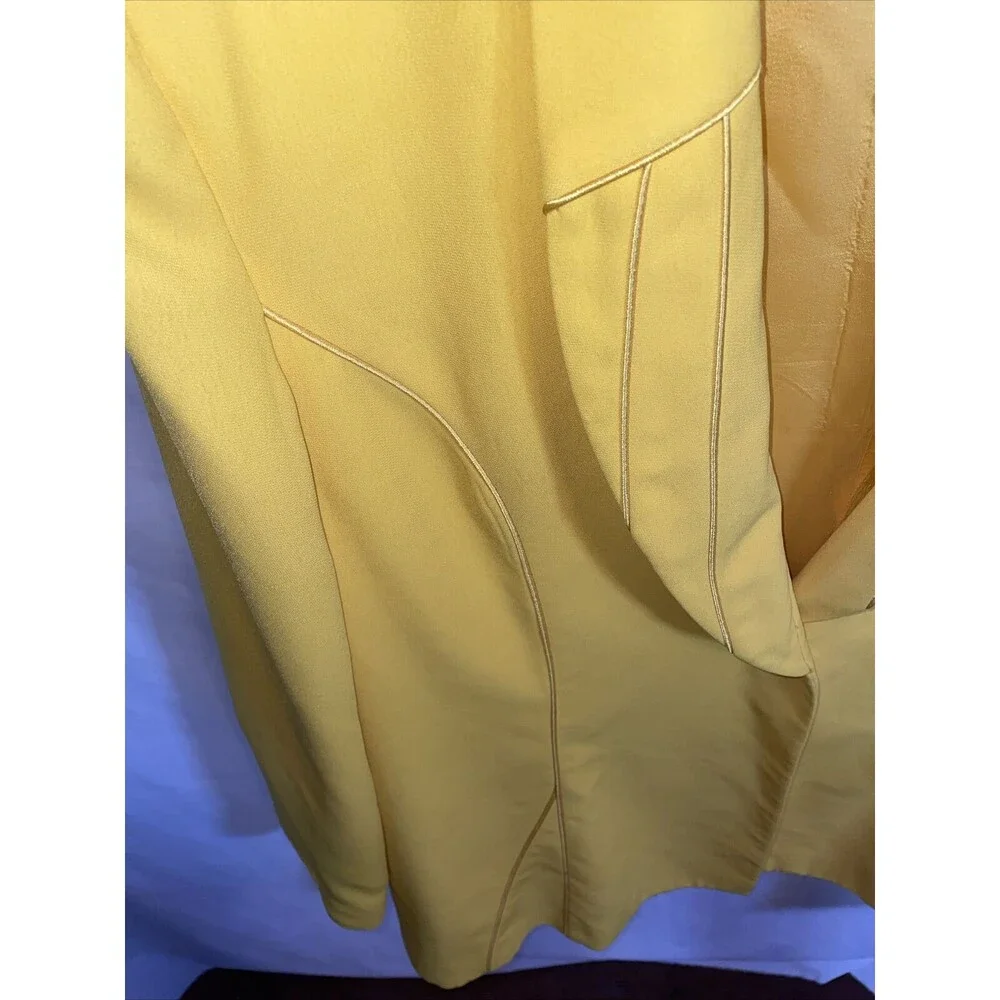 Champagne Italy Dress Blazer Women's Size 24 Yellow Long Sleeve Button Front